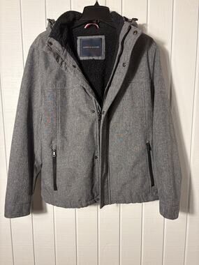 Tommy Hilfiger Men's M Gray Sherpa Lined Hooded Softshell Jacket Coat